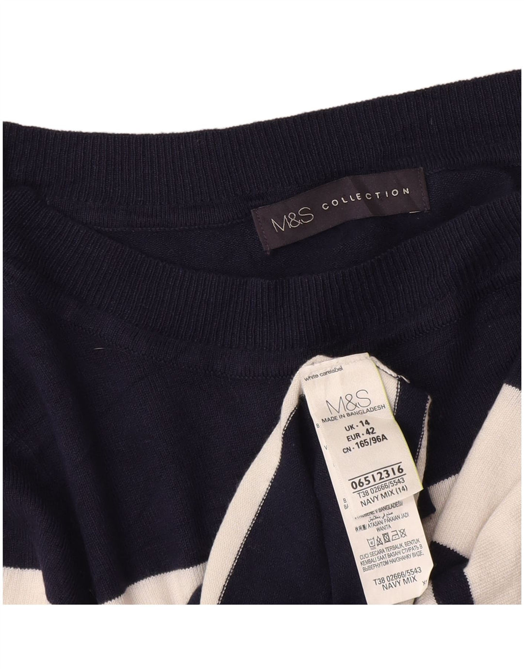 Marks & Spencer Pull à col rond pour femme UK 14 Bleu marine moyen