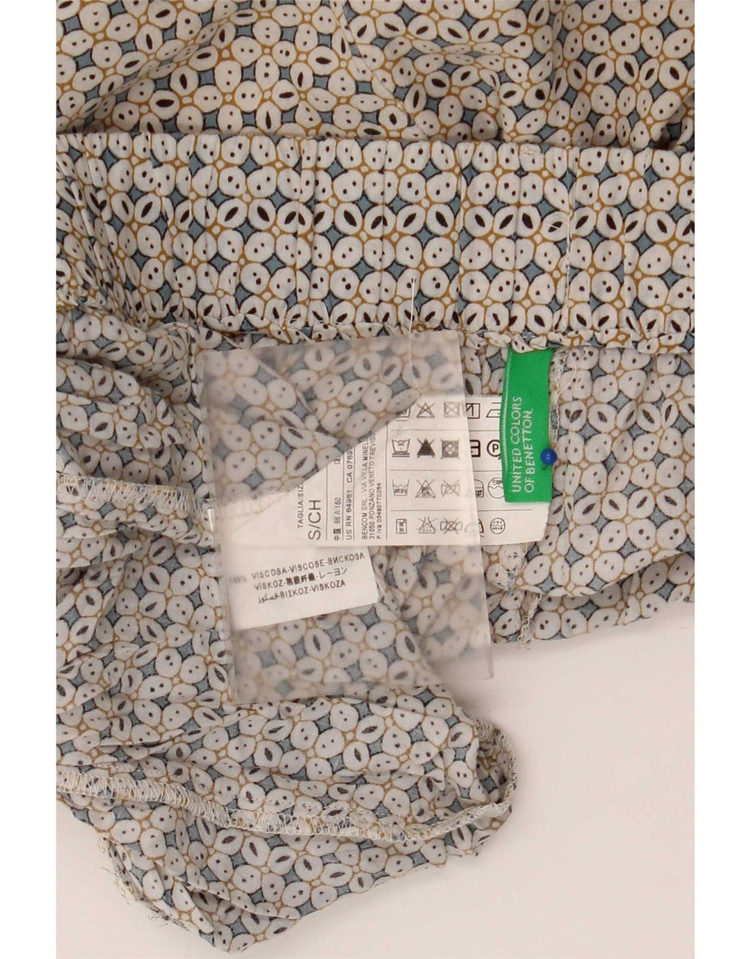 Benetton Pantalon Casual Femme Small W30 L29 Multicolore Géométrique