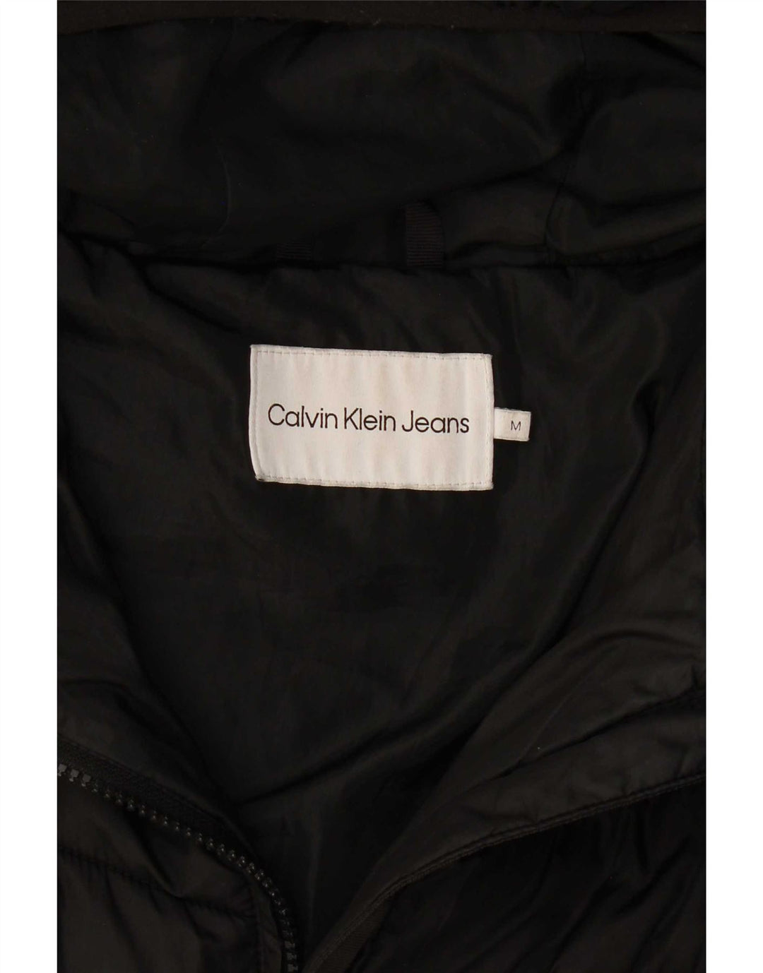 Calvin Klein Manteau rembourré à capuche pour femme UK 14 Medium Noir Polyester