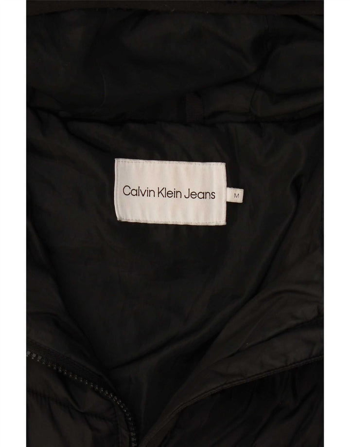 Calvin Klein Manteau rembourré à capuche pour femme UK 14 Medium Noir Polyester