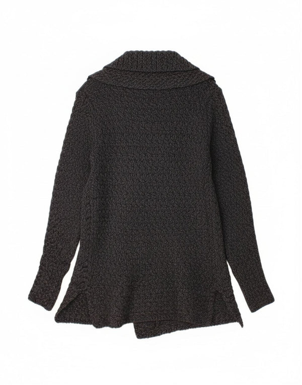 Îles d'Aran Pull cardigan ouvert long pour femme UK 14 Grand gris moucheté