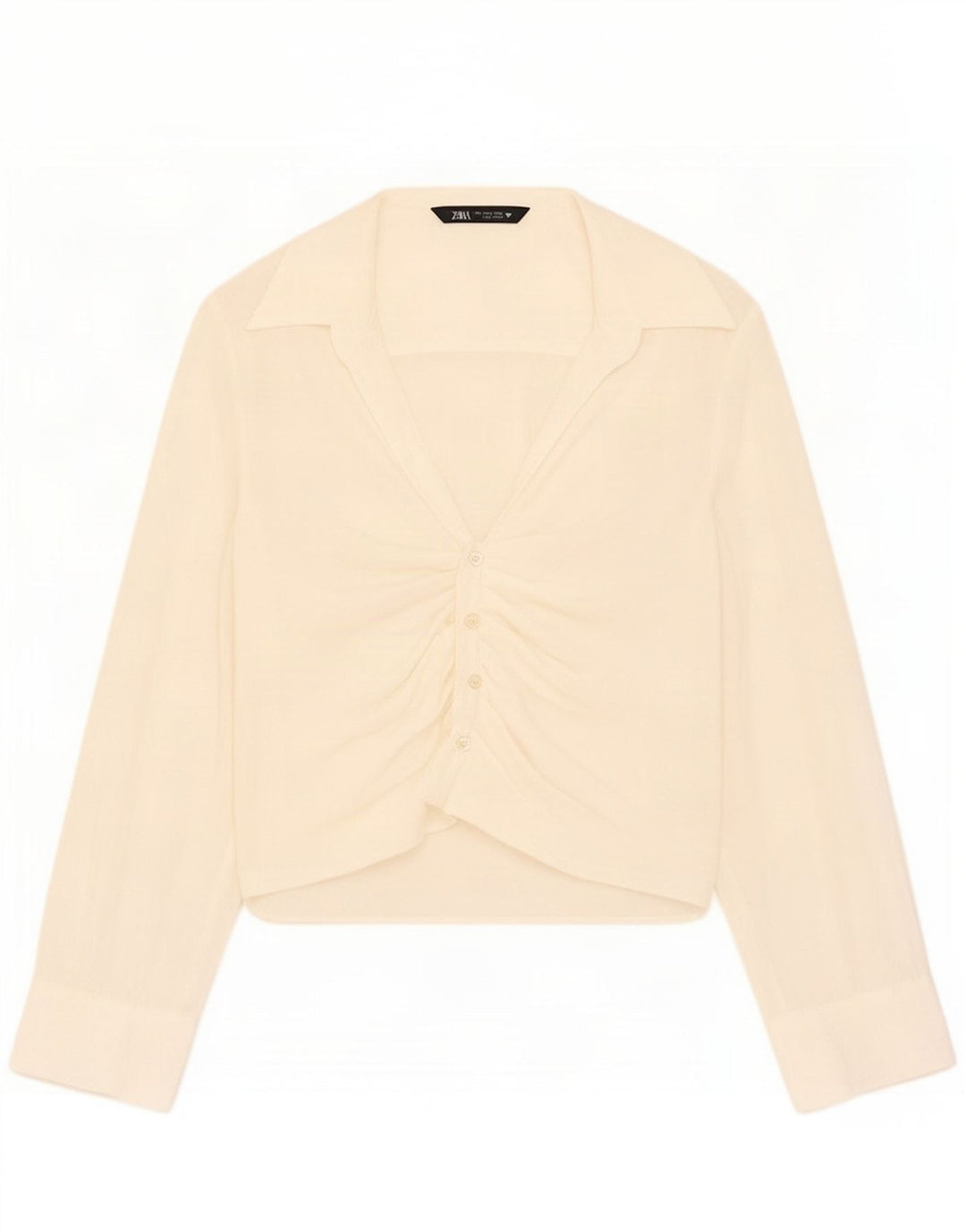Zara Chemise Chemisier Femme UK 10 Petit Modal Blanc Cassé