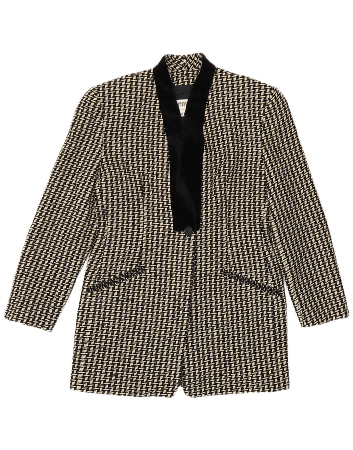 Erreuno Veste blazer longue à motif abstrait pour femme IT 44 Noir moyen
