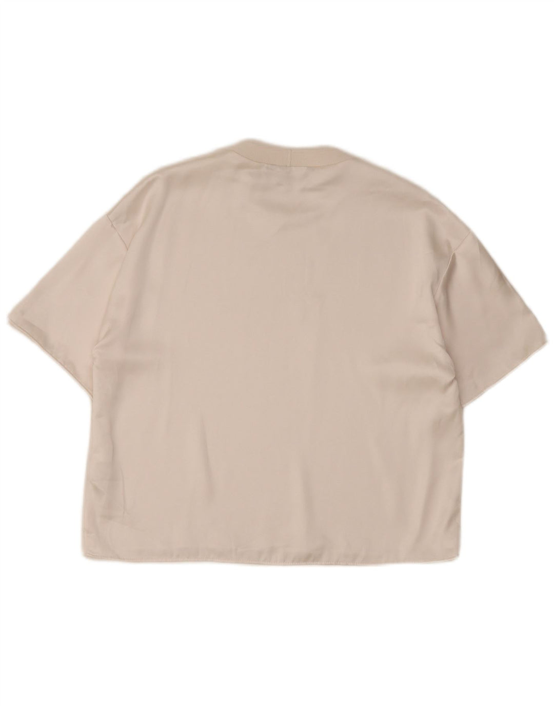 Zara Womens Loose Fit T-Shirt Top UK 14 Moyen Blanc Cassé Polyester