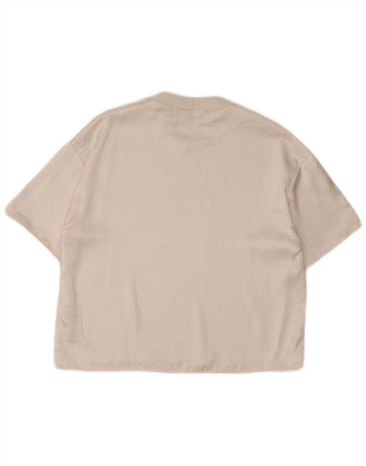 Zara Womens Loose Fit T-Shirt Top UK 14 Moyen Blanc Cassé Polyester