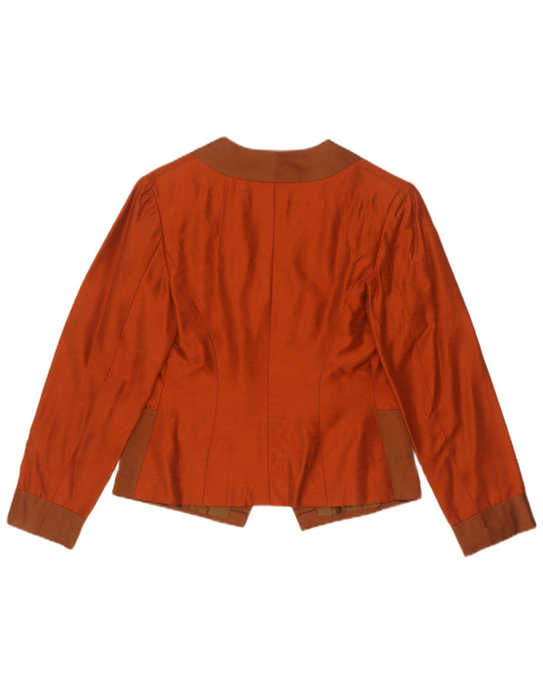 vintage Femmes Crop 1 Bouton Blazer Veste UK 10 Petit Colorblock Orange