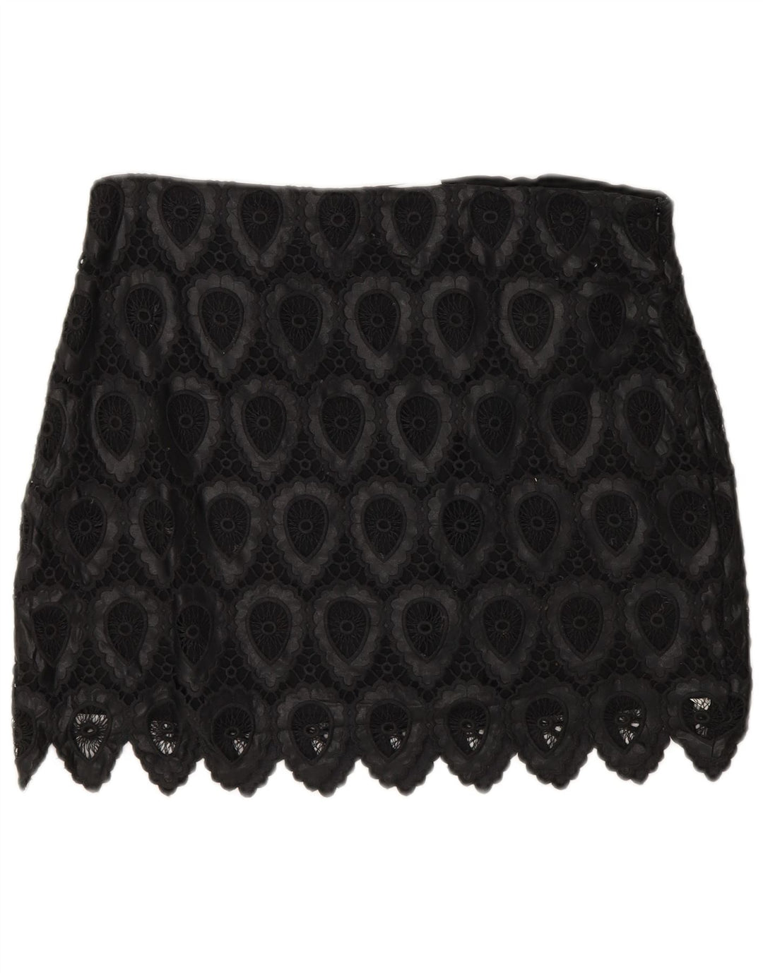 Zara Femme Mini Jupe Large W30 Noir Géométrique Polyester