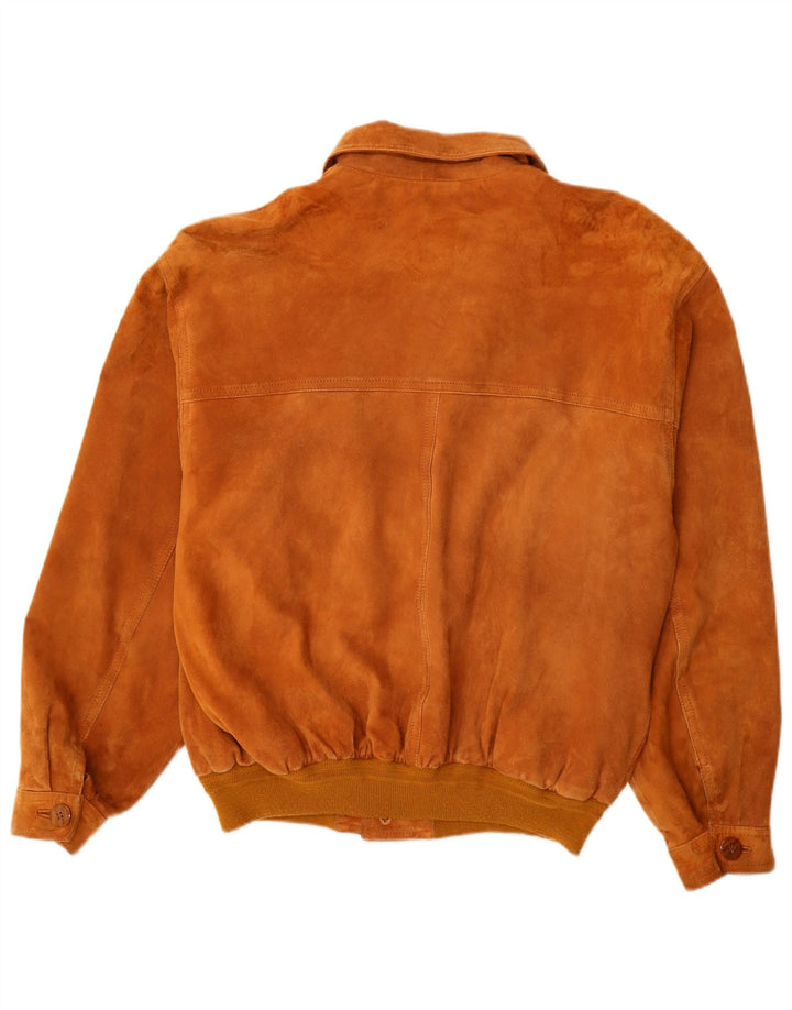 VINTAGE Veste Bomber En Daim Homme IT 52 XL Cuir Beige