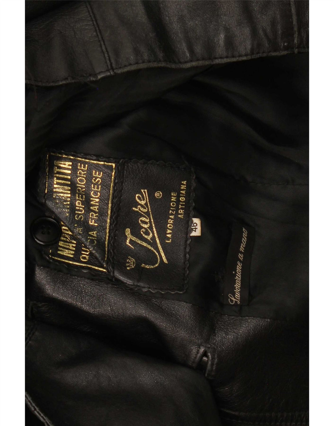 veste en cuir double boutonnage vintage femme IT 46 Grand Noir
