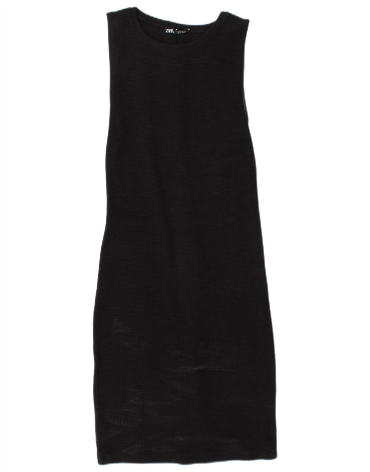 Zara Robe fourreau sans manches pour femme UK 10 Small Noir