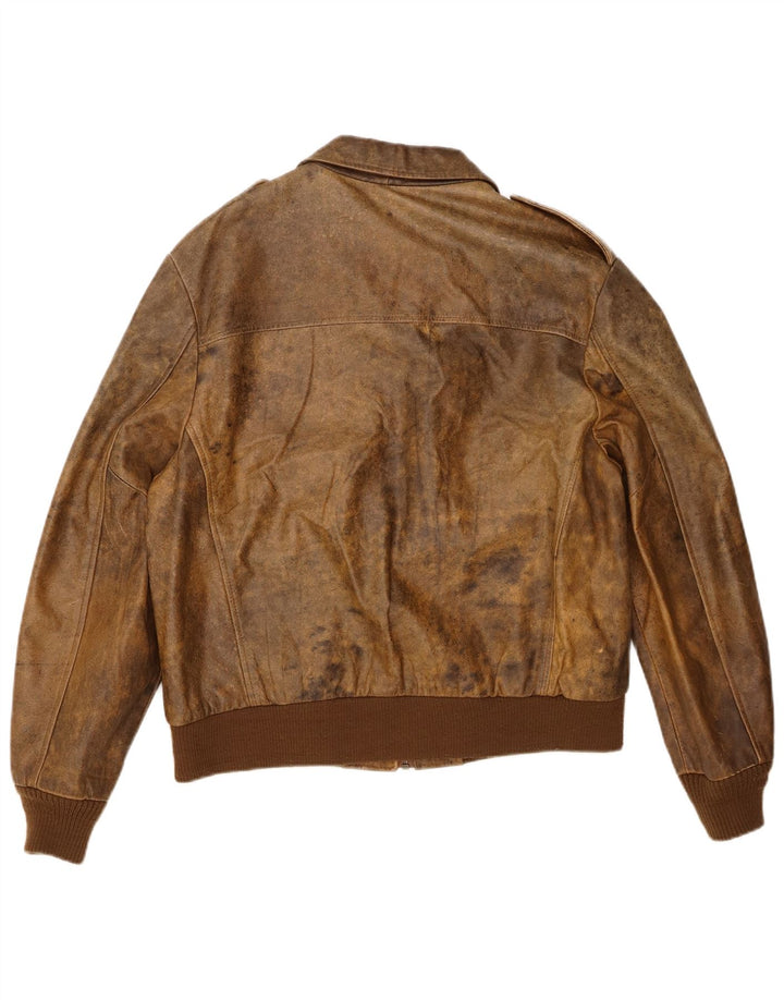 veste en cuir militaire vintage pour hommes IT 44 XS Marron