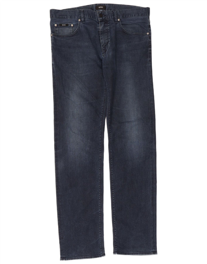 HUGO BOSS Jean Droit Homme W34 L34 Bleu Marine Coton