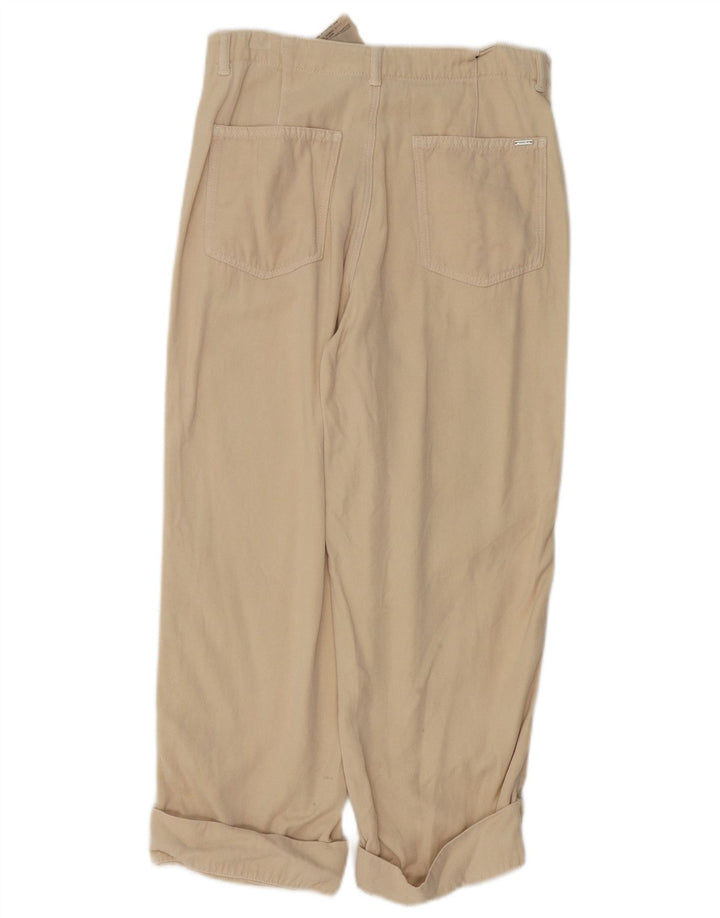 Massimo Dutti Pantalon court pour femme EU 38 Small W28 L24 Beige Lyocell
