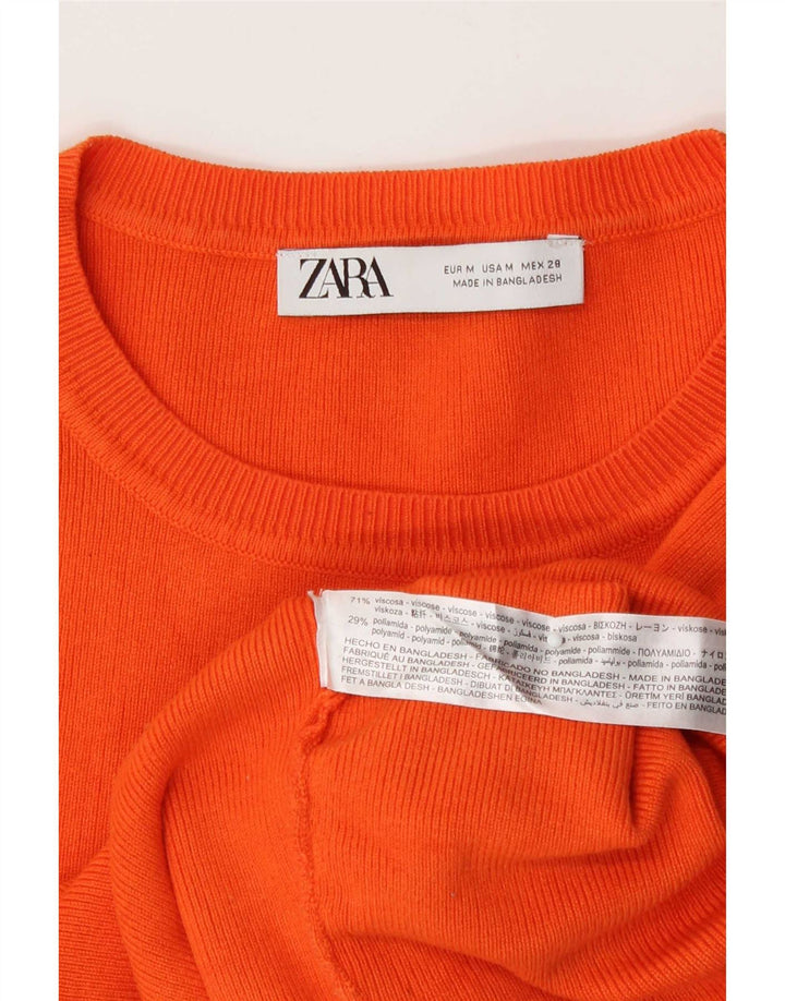 Zara Womens Crop Blouse Top UK 12 Viscose Orange Moyen