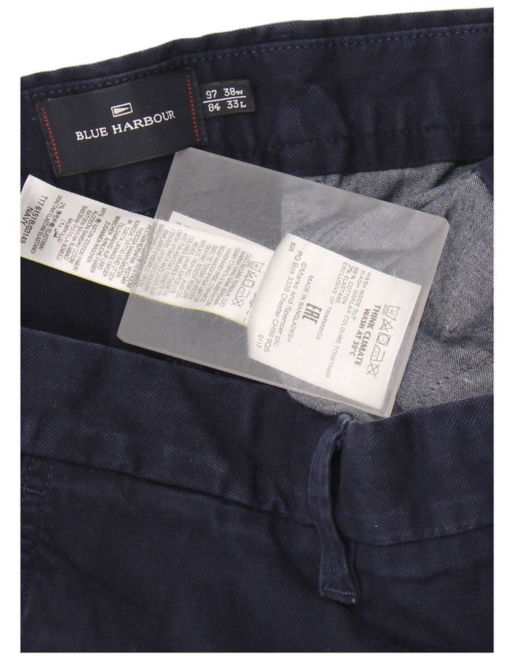 Marks & Spencer Pantalon Chino Blue Harbor Homme W38 L33 Bleu Marine Coton