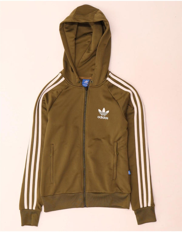 Adidas Pull à capuche zippé pour femme UK 6 XS Kaki Polyester