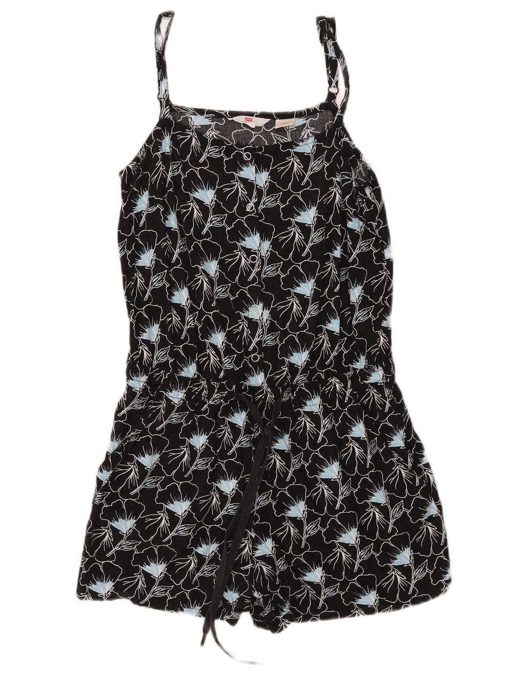 Levi's Combishort Sans Manches Femme UK 10 Petit Noir Floral Viscose
