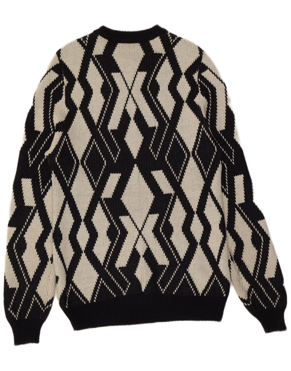 vintage Womens Crew Neck Jumper Pull UK 20 2XL Gris Géométrique