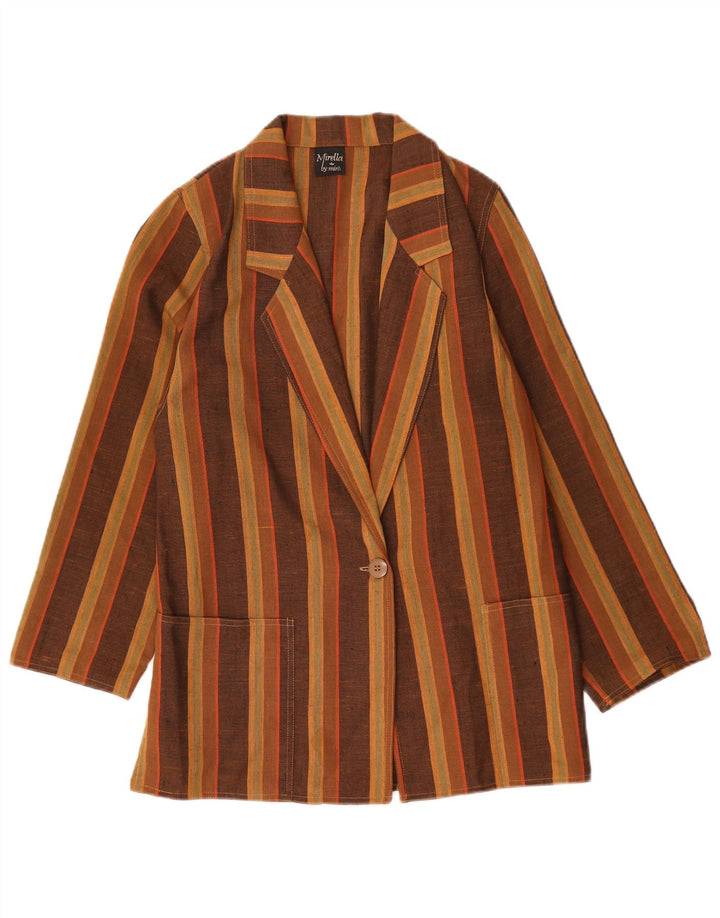 Mirella Veste Blazer 1 Bouton pour Femme UK 14 Marron Moyen Rayé