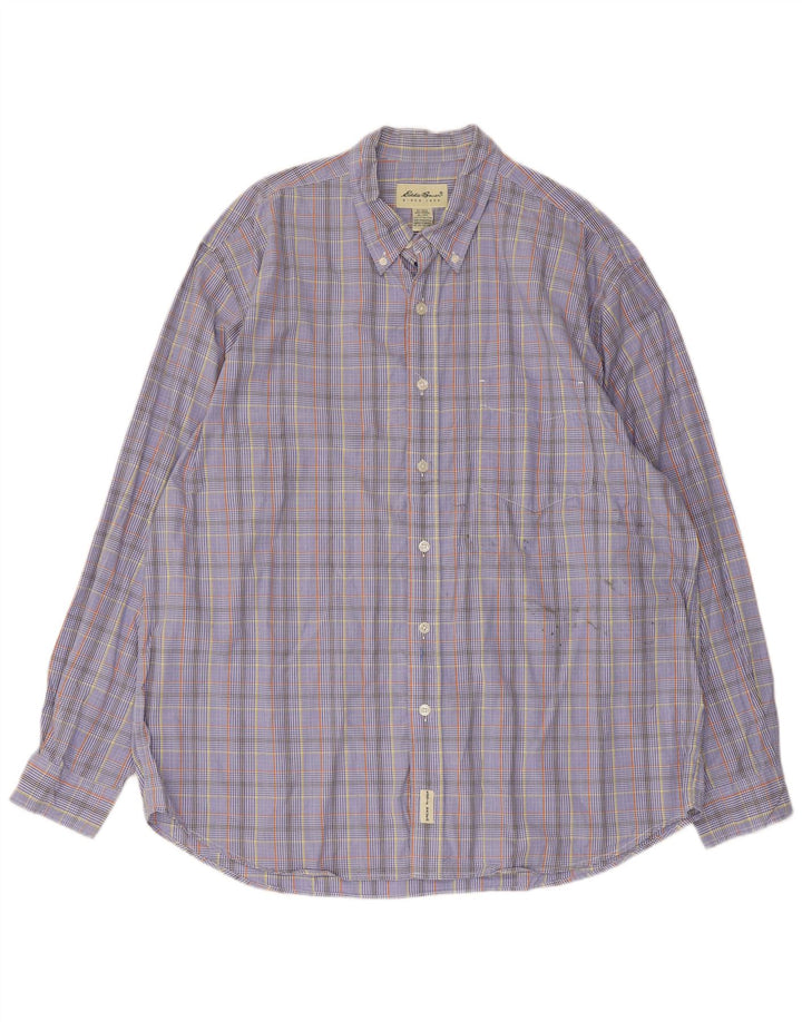 Eddie Bauer Chemise Homme XL Bleu Carreaux Coton