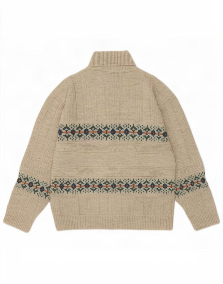 North Pole Pull col roulé pour homme Beige moyen Fair Isle
