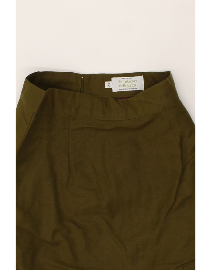 BENETTON Womens Pencil Skirt IT 42 Medium W28 Khaki Linen Vintage Benetton and Second-Hand Benetton from Messina Hembry 