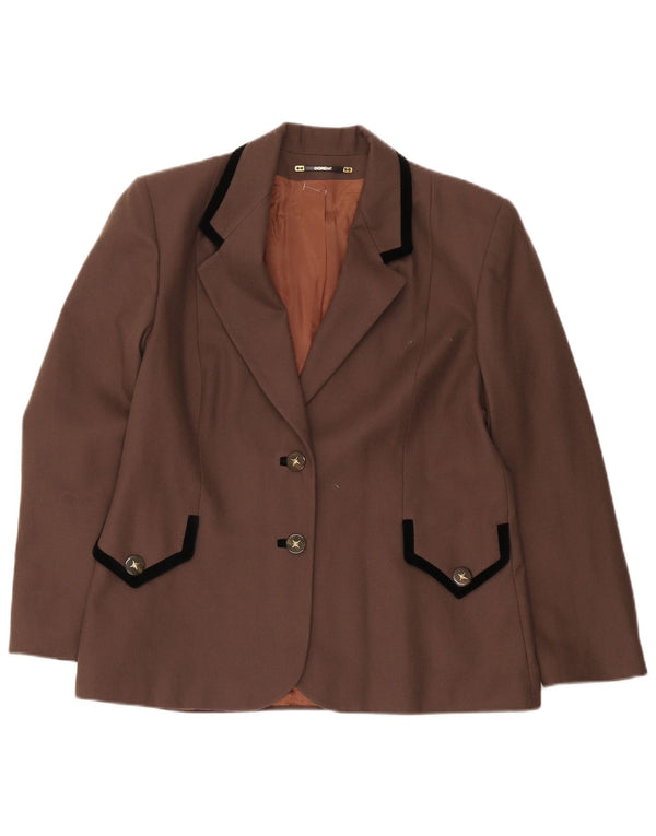 Dorene Veste blazer à 2 boutons pour femme UK 18 XL Marron Laine vierge