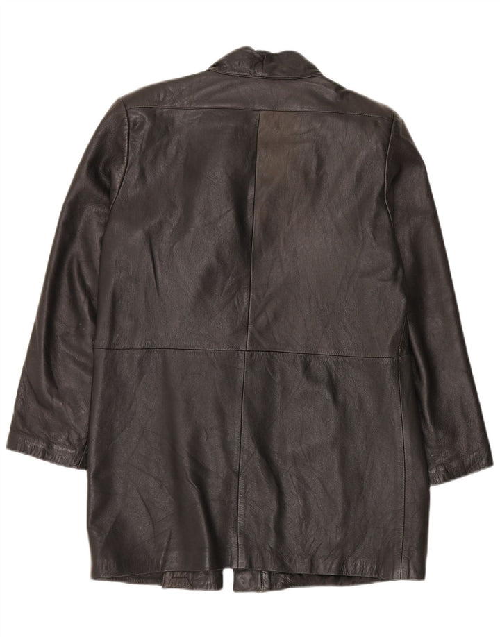 manteau en cuir femme vintage IT 46 Grand cuir noir