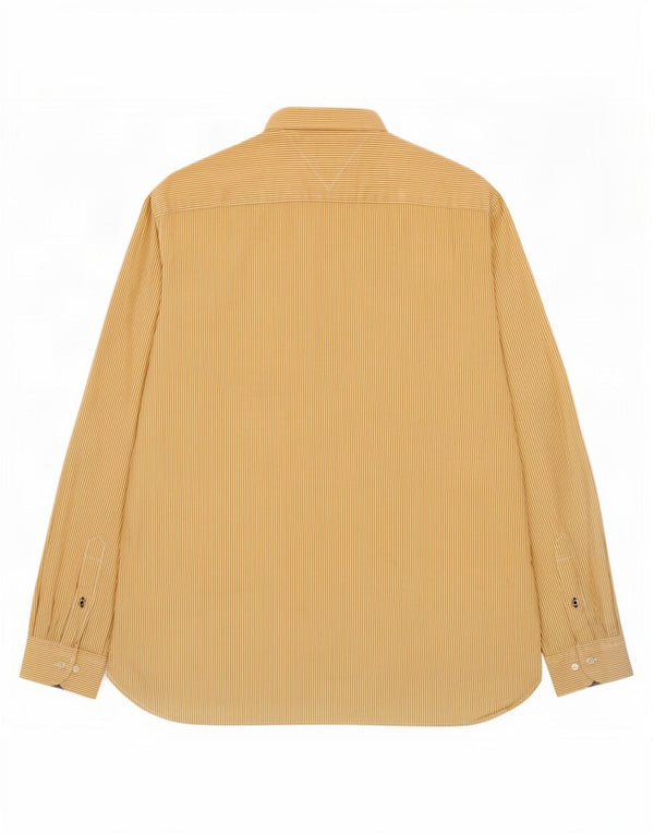 Tommy Hilfiger Chemise Homme 2XL Jaune Pinstripe Coton Années 80