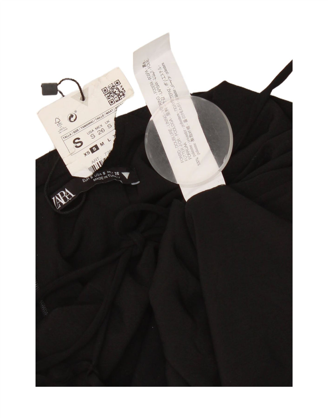 Zara Femme Robe D'été Petit Noir Polyester