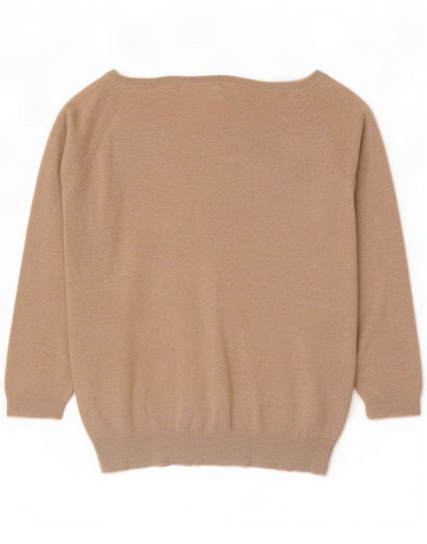 Zara Pull à manches 3/4 pour femme avec épaules dénudées UK 14 Large Beige Coton