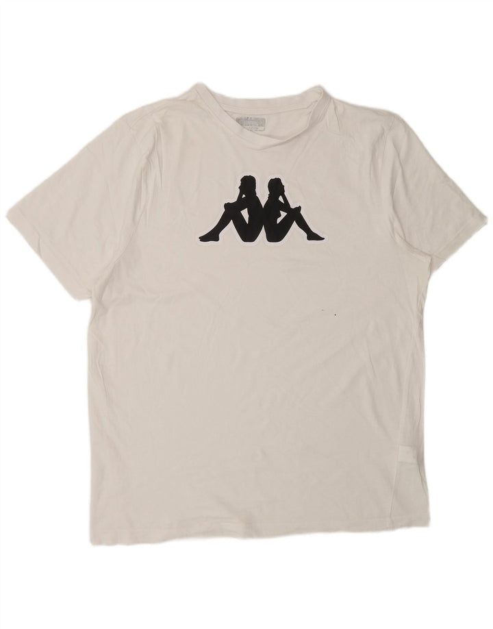 KAPPA T-Shirt Graphique Homme Top XL Blanc Coton