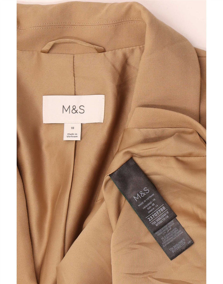 Marks & Spencer Veste Blazer 1 Bouton Femme UK 18 XL Beige Polyester