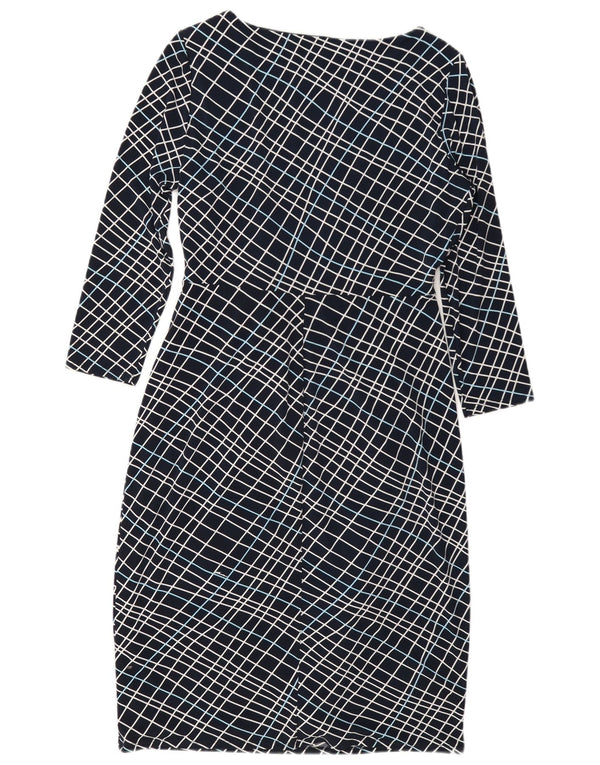 Laura Ashley Robe fourreau à manches longues pour femme UK 12 Bleu marine moyen à carreaux