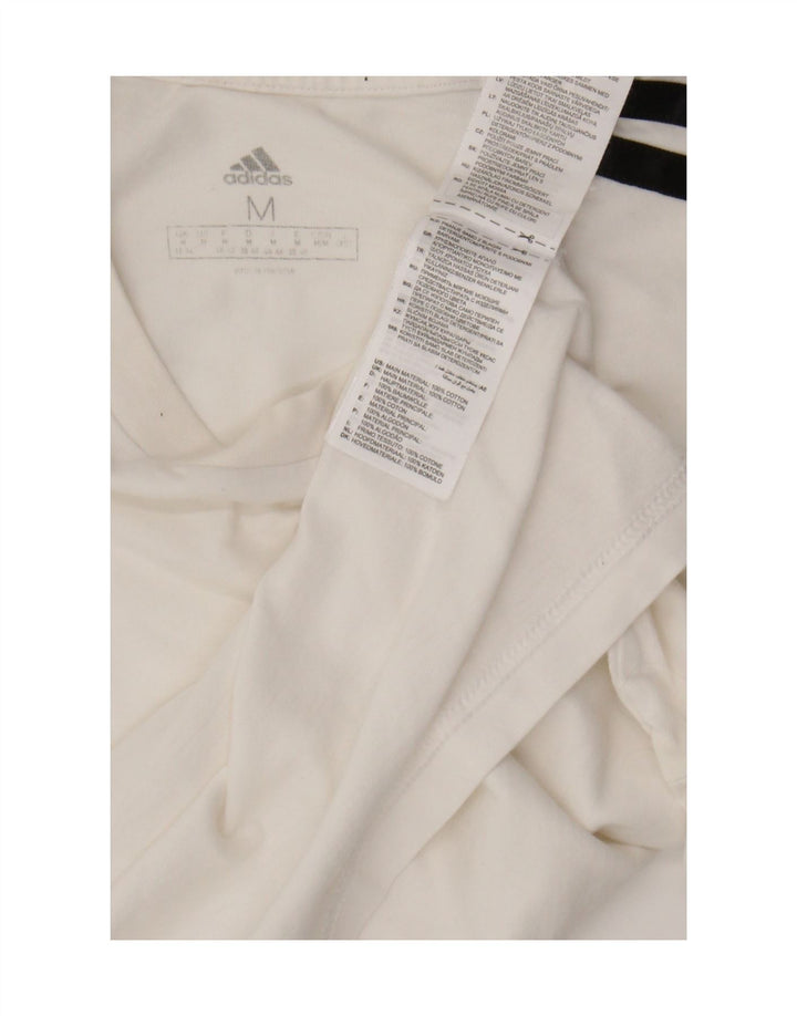 Adidas T-shirt graphique pour femme UK 14 en coton blanc moyen