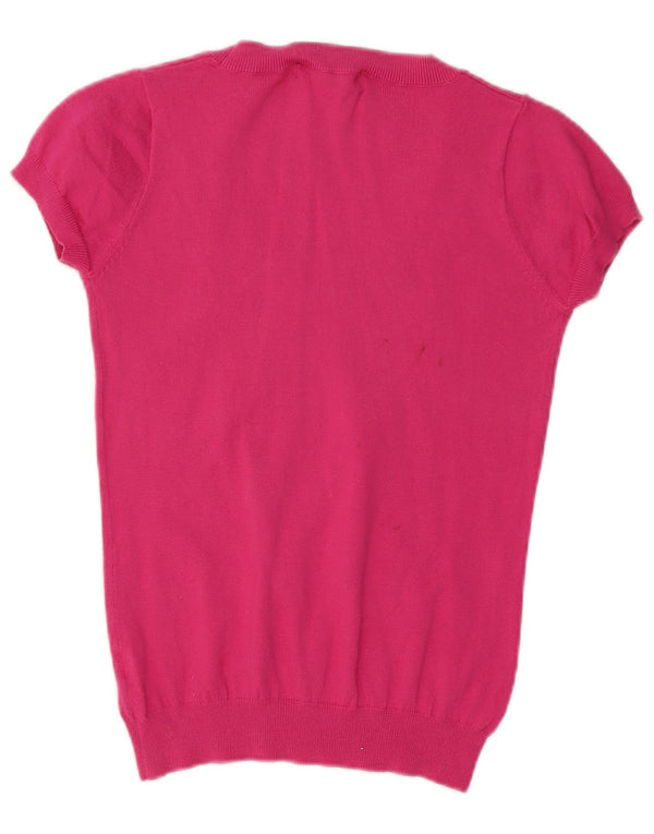Zara Pull à manches courtes et col bateau pour femme UK 14 Grand coton rose