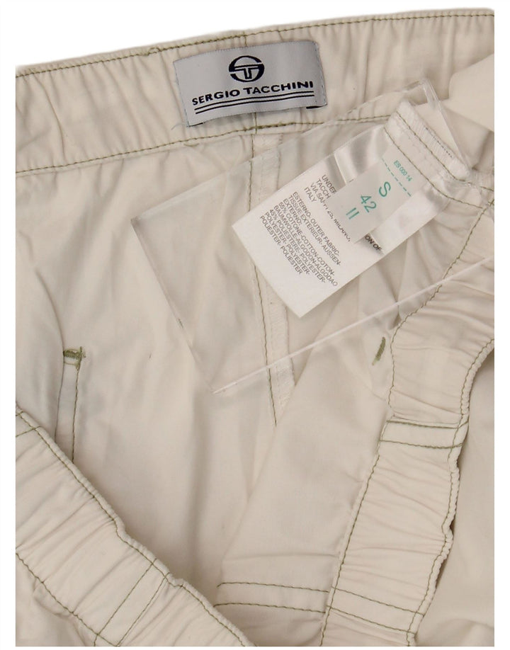 Sergio Tacchini Pantalon Capri Cargo Femme Petit W27 L20 Coton Blanc