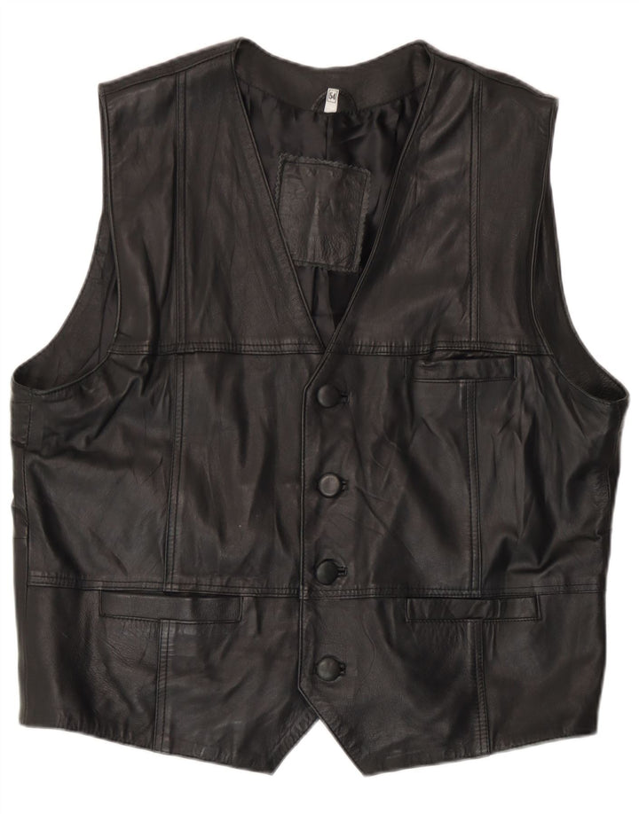 gilet en cuir homme vintage EU 54 XL Cuir Noir