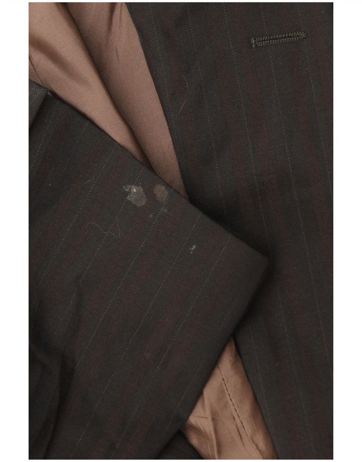 HUGO BOSS Veste blazer à 2 boutons pour hommes EU 58 4XL Laine à fines rayures marron