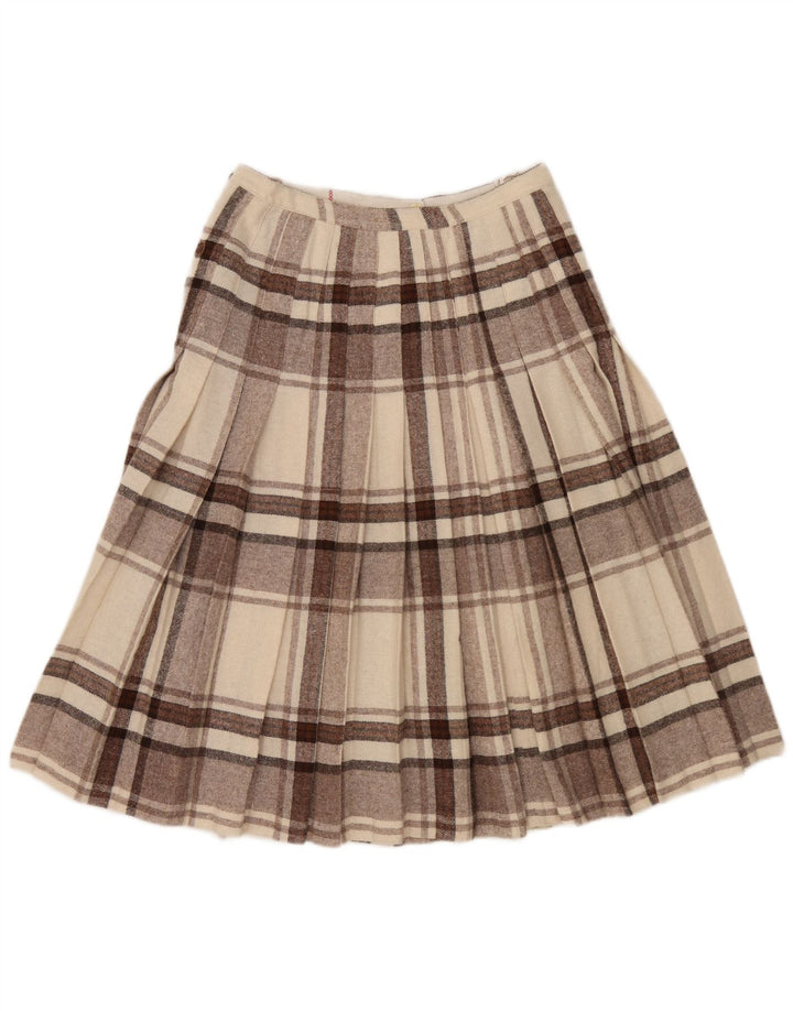 vintage Femmes Kilted Wrap Jupe W28 Medium Brown Check