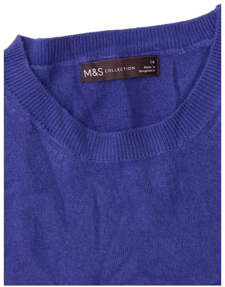 Marks & Spencer Pull à col rond pour femme UK 14 Bleu moyen