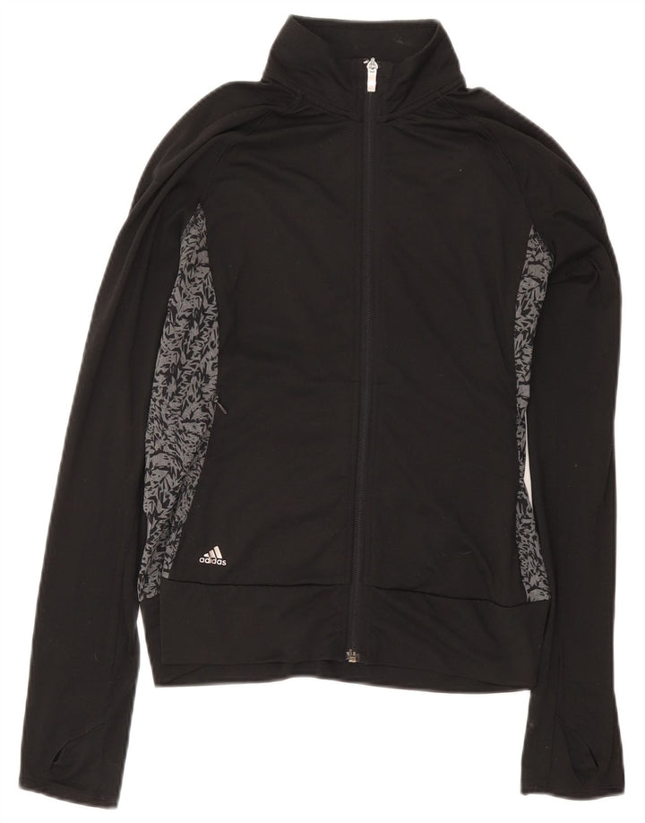 Adidas Veste de survêtement à motif abstrait pour femme UK 10 Petit Noir