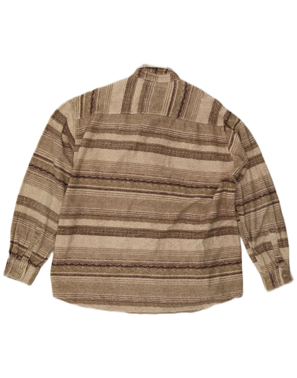 Chemise en flanelle homme vintage XL coton rayé marron