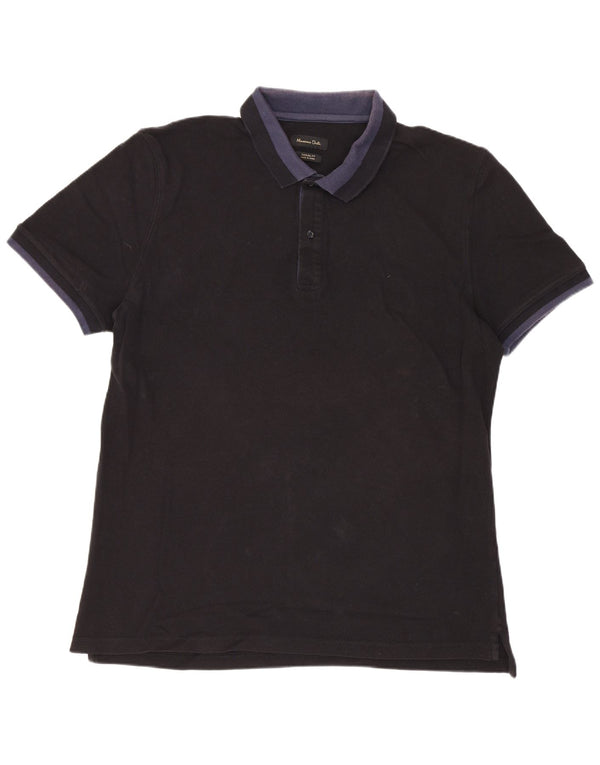 Massimo Dutti Polo coupe décontractée pour homme XL Noir Colorblock