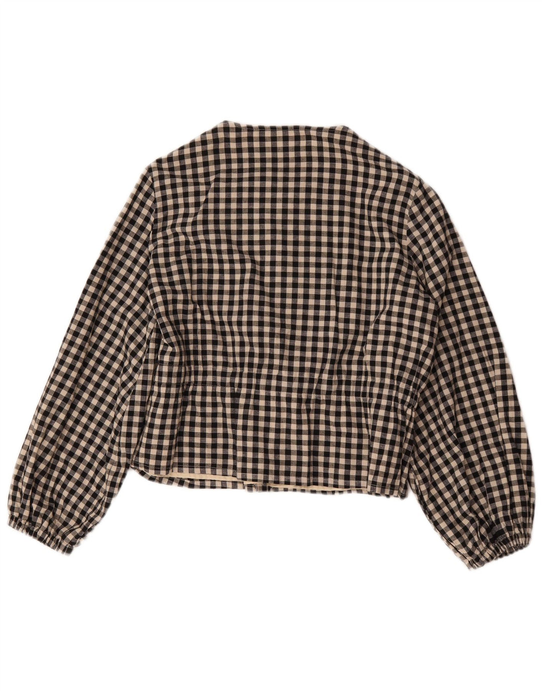 Zara Womens Bomber Jacket UK 16 Large Noir Vichy Coton
