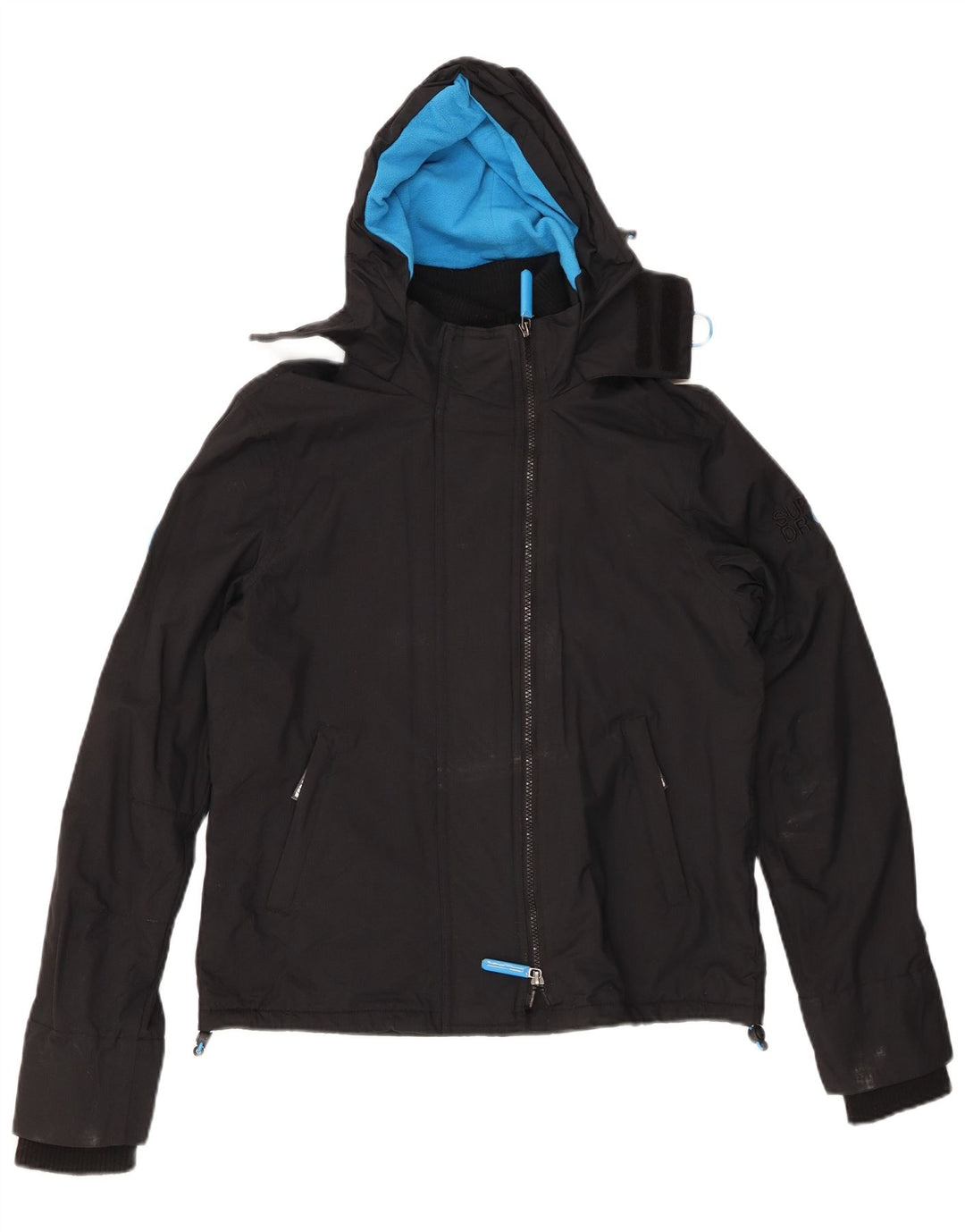 SUPERDRY Veste coupe-vent à capuche pour femme UK 12 Medium Black Nylon