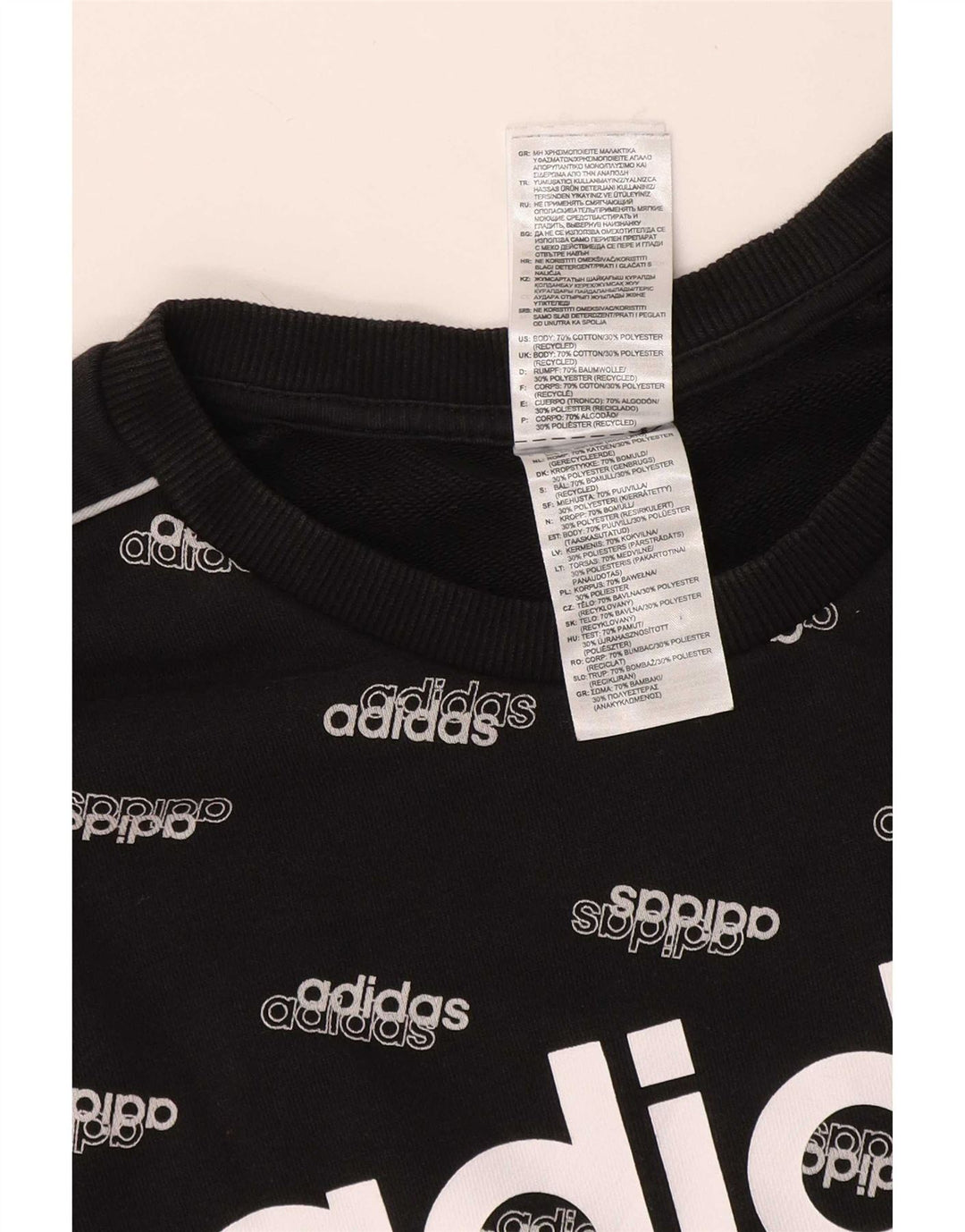 Adidas Sweat-shirt graphique pour homme en coton noir Taille L
