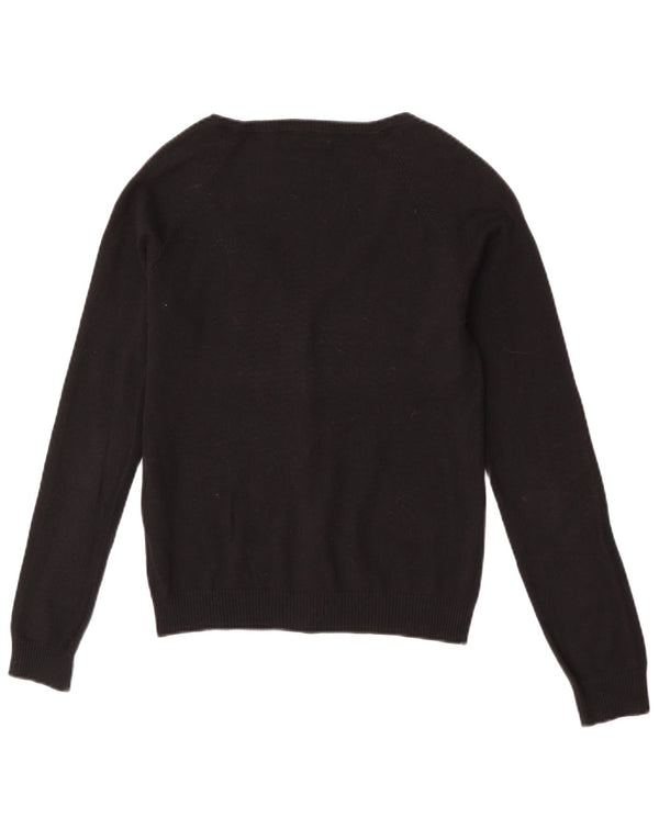 Zara Womens Cardigan Sweater UK 14 Large Noir Coton