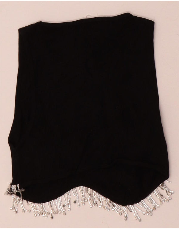 Zara Chemisier court sans manches pour femme UK 4 XS Nylon noir
