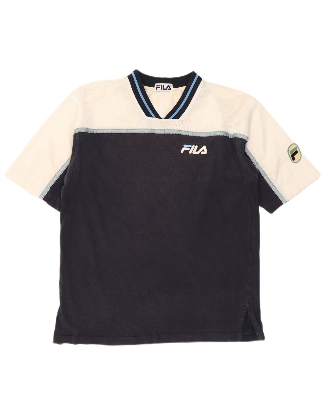 FILA T-Shirt Homme Haut Petit Bleu Marine Colorblock Coton